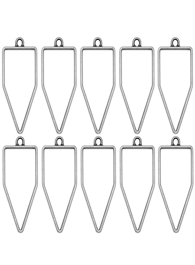 Excellentcrafts 10 Pieces Shape Hollow Open Bezel Charm Frames for Making Epoxy UV Resin Pendants and Earrings! (Silver, Pentagon)